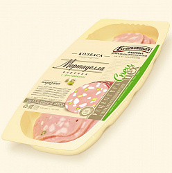 Колбаса Мортаделла вареная с фисташками нарезка, 200 г