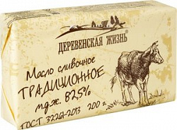 Масло сливочное Деревенская жизнь Сливочное 82,5%, 200 г