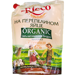 Майонез Mr.Ricco Organic на перепелином яйце 67%, 800 мл