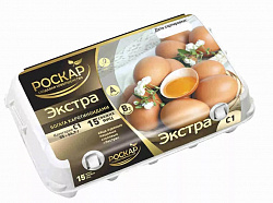 Яйцо куриное Роскар Экстра отборное, 15 шт .