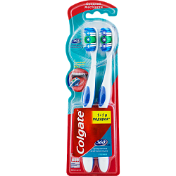 Зубная щетка Colgate 360 Суперчистота всей полости рта средней жесткости, 1+1 шт