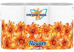Бумага туалетная Мягкий знак Flowers, двухслойная, 8 рулонов