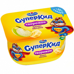 Паста творожная Савушкин СуперКид с бананом и яблоком 3,5%, 110 г