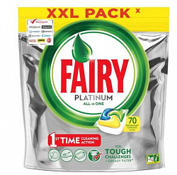 Средство Fairy Platinum Капсулы для посудомоечной машины с ароматом лимона, 70 шт