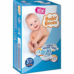 Подгузники Baby Boom Midi 3 для детей 4-6 кг, 56 шт
