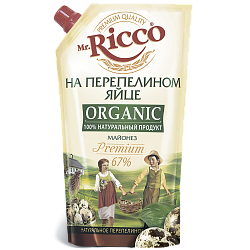 Майонез Mr.Ricco Organic на перепелином яйце 67%, 220 мл