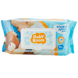 Салфетки Baby Boom влажные детские с экстрактом алоэ, 72 шт