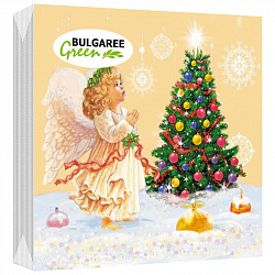 Салфетки бумажные Bulgaree Green Рождественский ангел, 2 слоя, 24х24 см, 50 шт
