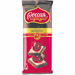 Шоколад Россия Щедрая душа темный и белый со вкусом вишни и хрустящими шариками, 85 г