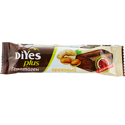 Гематоген DiYes Plus Ореховый на фруктозе, 35 г