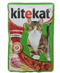 Корм для кошек Kitekat влажный с говядиной в соусе, 85 г