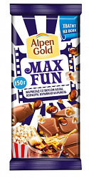 Шоколад молочный Alpen Gold Max Fun с мармеладом со вкусом колы, попкорном и карамелью, 150 г